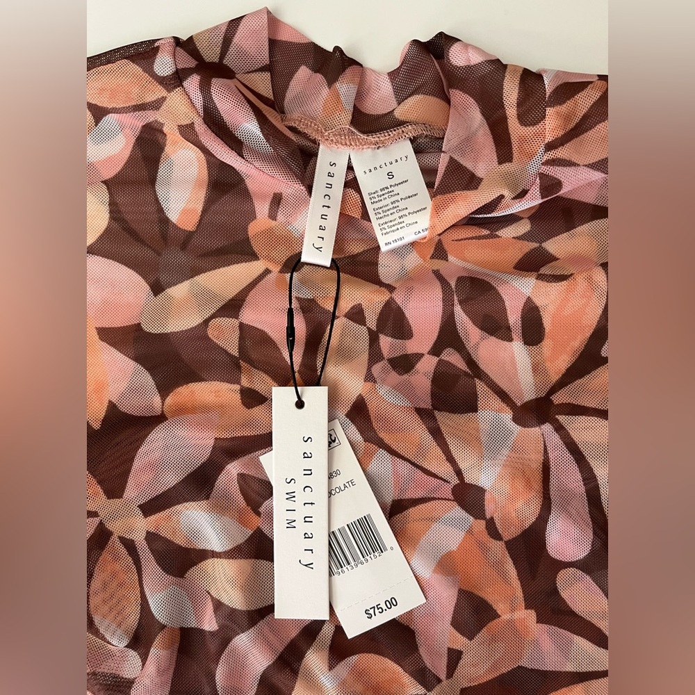 Sanctuary | NWT Jigsaw Petals Mock Neck Swim Coverup - Picture 6 of 7